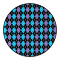 Black Purple And Blue Argyle Print Round Floor Mat