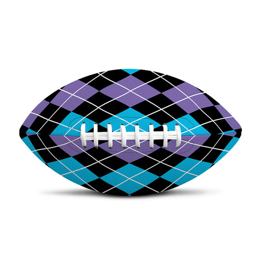 Black Purple And Blue Argyle Print Rugby Ball