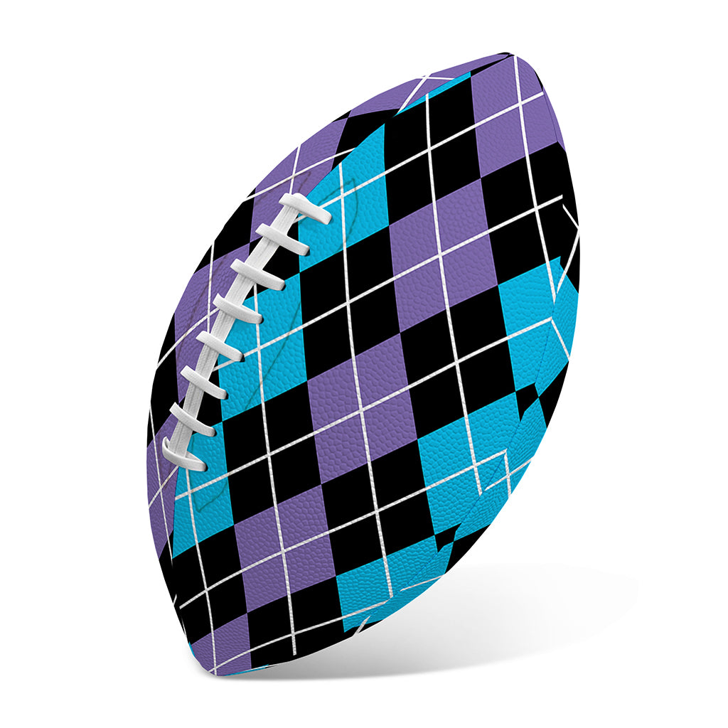 Black Purple And Blue Argyle Print Rugby Ball
