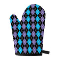 Black Purple And Blue Argyle Print Single Oven Mitt