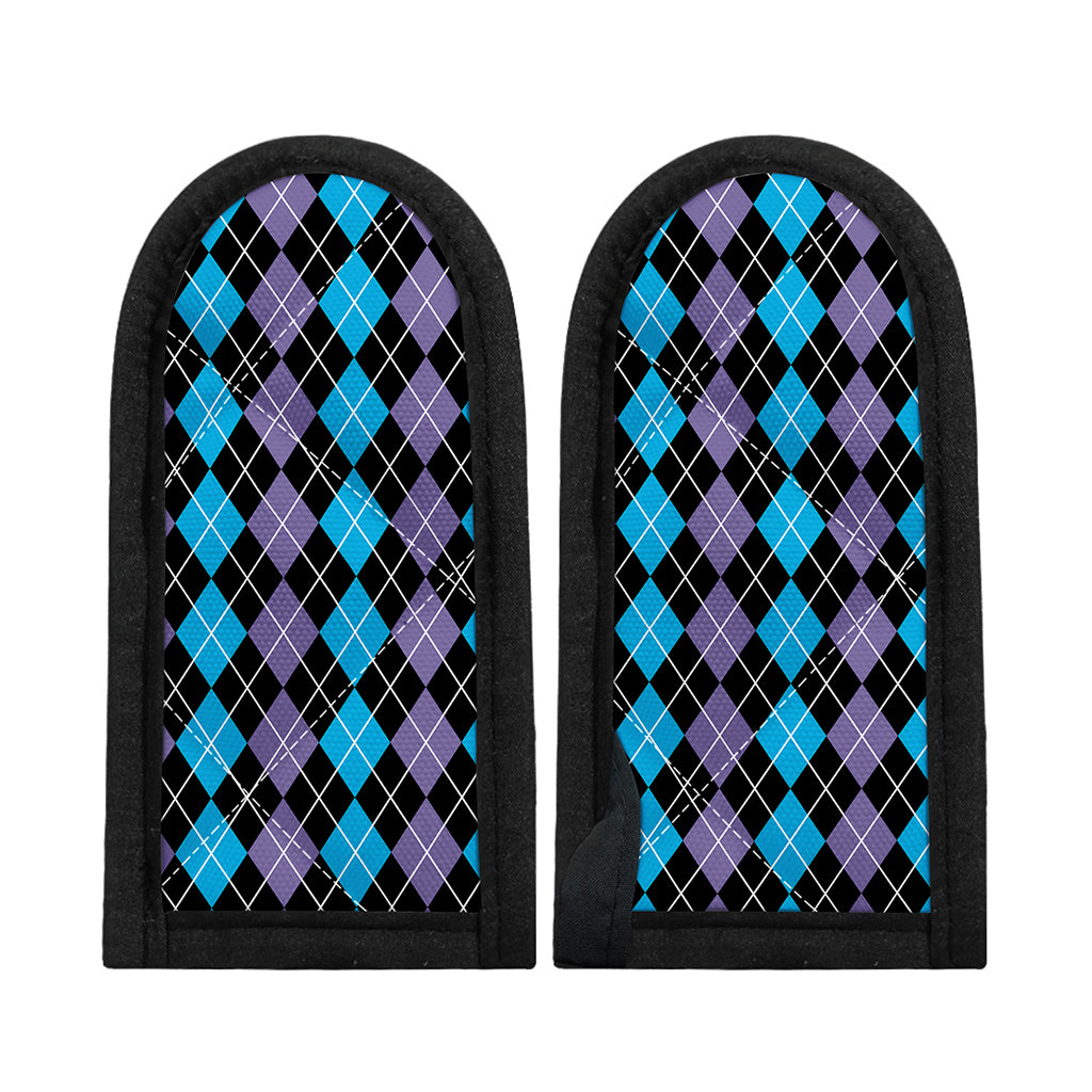 Black Purple And Blue Argyle Print Skillet Handle Cover