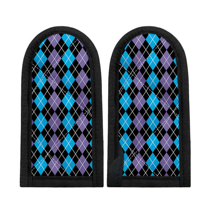 Black Purple And Blue Argyle Print Skillet Handle Cover