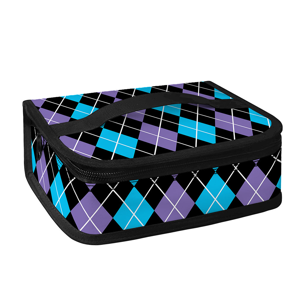 Black Purple And Blue Argyle Print Small Lunch Bag