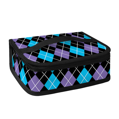 Black Purple And Blue Argyle Print Small Lunch Bag