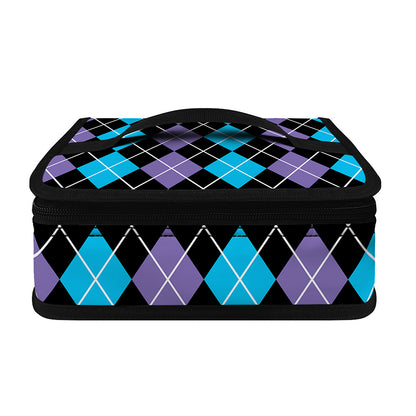 Black Purple And Blue Argyle Print Small Lunch Bag