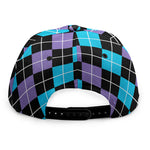 Black Purple And Blue Argyle Print Snapback Cap