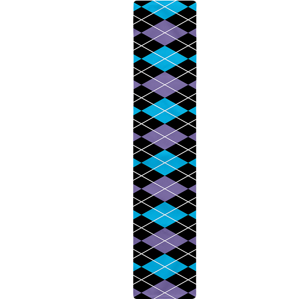 Black Purple And Blue Argyle Print Table Runner