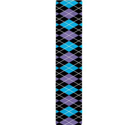 Black Purple And Blue Argyle Print Table Runner