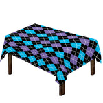 Black Purple And Blue Argyle Print Tablecloth
