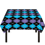 Black Purple And Blue Argyle Print Tablecloth