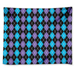 Black Purple And Blue Argyle Print Tapestry