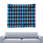 Black Purple And Blue Argyle Print Tapestry