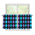 Black Purple And Blue Argyle Print Tier Curtains