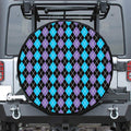 Black Purple And Blue Argyle Print Tire Cover