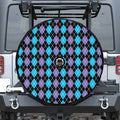 Black Purple And Blue Argyle Print Tire Cover With Camera Hole