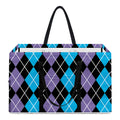 Black Purple And Blue Argyle Print Utility Tote Bag