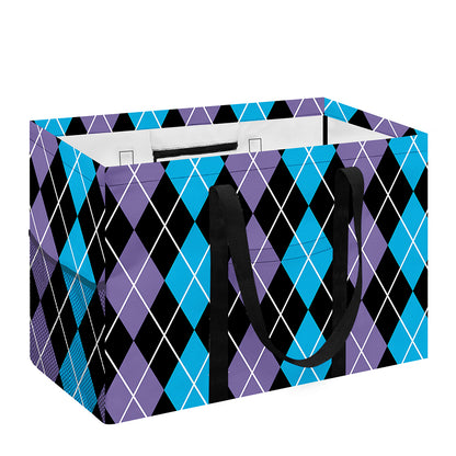 Black Purple And Blue Argyle Print Utility Tote Bag