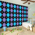 Black Purple And Blue Argyle Print Wall Sticker