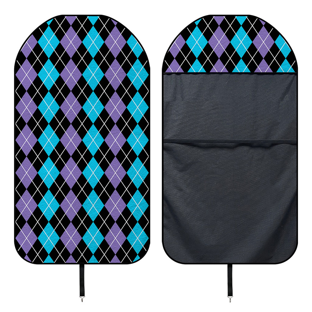 Black Purple And Blue Argyle Print Waterproof Car Seat Cover