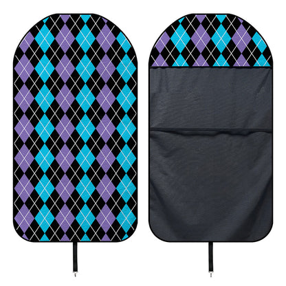 Black Purple And Blue Argyle Print Waterproof Car Seat Cover