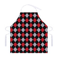 Black Red And Grey Argyle Pattern Print Adjustable Apron