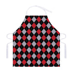 Black Red And Grey Argyle Pattern Print Adjustable Apron