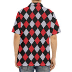 Black Red And Grey Argyle Pattern Print Aloha Shirt