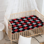 Black Red And Grey Argyle Pattern Print Baby Crib Sheet