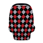 Black Red And Grey Argyle Pattern Print Baby Seat Cover
