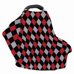 Black Red And Grey Argyle Pattern Print Baby Seat Cover