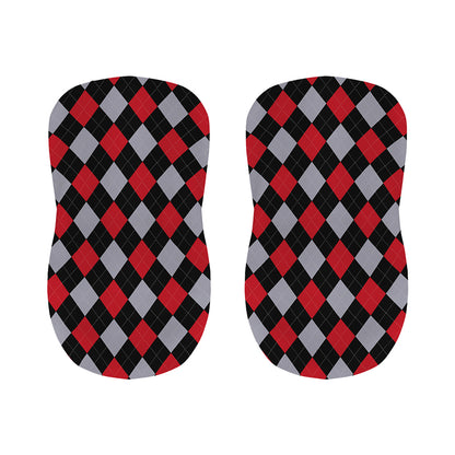 Black Red And Grey Argyle Pattern Print Bar Stool Covers