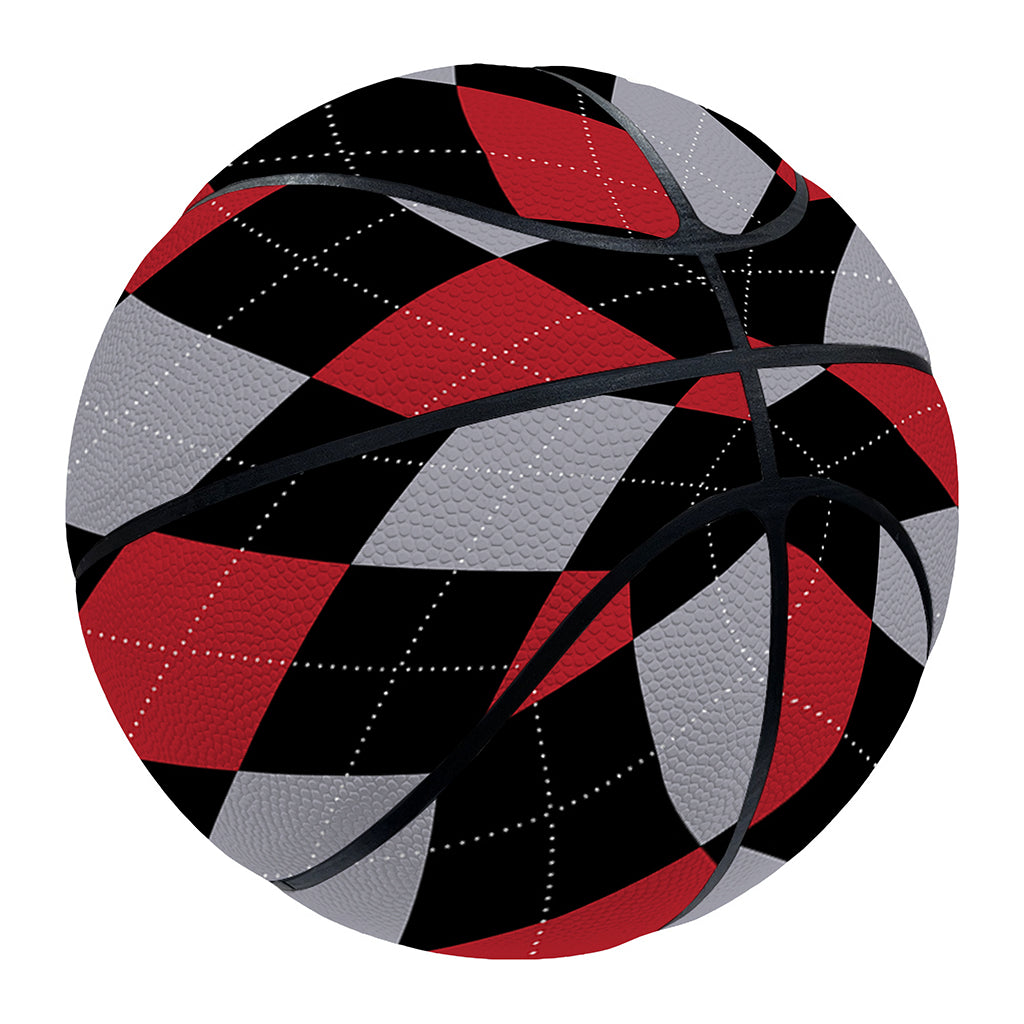 Black Red And Grey Argyle Pattern Print Basketball
