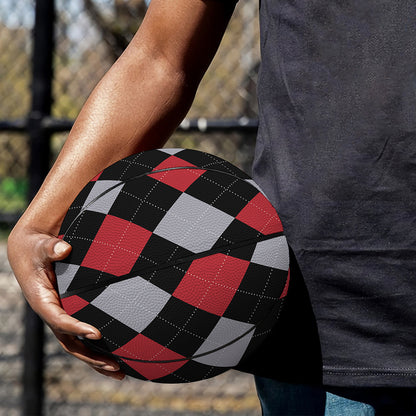 Black Red And Grey Argyle Pattern Print Basketball
