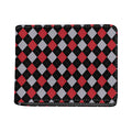 Black Red And Grey Argyle Pattern Print Bifold Wallet