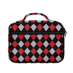 Black Red And Grey Argyle Pattern Print Briefcase Bible Bag