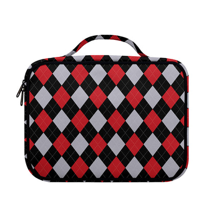 Black Red And Grey Argyle Pattern Print Briefcase Bible Bag