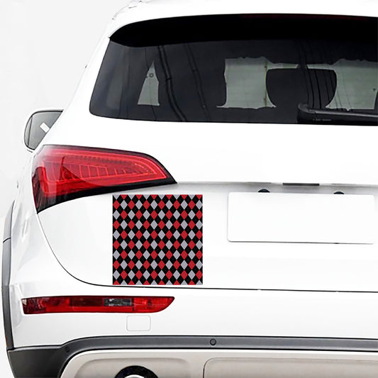Black Red And Grey Argyle Pattern Print Car Sticker