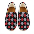 Black Red And Grey Argyle Pattern Print Casual Shoes