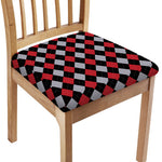 Black Red And Grey Argyle Pattern Print Chair Cushion Cover