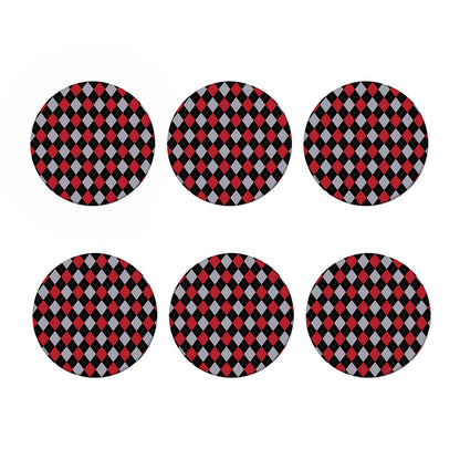 Black Red And Grey Argyle Pattern Print Coaster Set