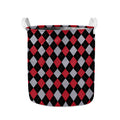 Black Red And Grey Argyle Pattern Print Collapsible Laundry Basket