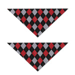 Black Red And Grey Argyle Pattern Print Dog Bandana