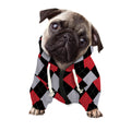 Black Red And Grey Argyle Pattern Print Dog Zip Up Hoodie