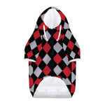 Black Red And Grey Argyle Pattern Print Dog Zip Up Hoodie