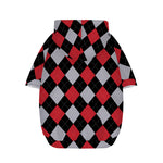 Black Red And Grey Argyle Pattern Print Dog Zip Up Hoodie