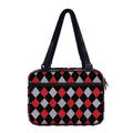 Black Red And Grey Argyle Pattern Print Double Strap Bible Bag