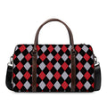 Black Red And Grey Argyle Pattern Print Duffel Bag