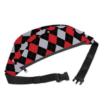 Black Red And Grey Argyle Pattern Print Fanny Pack