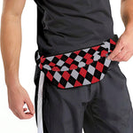 Black Red And Grey Argyle Pattern Print Fanny Pack