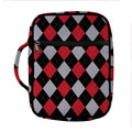 Black Red And Grey Argyle Pattern Print Front Pocket Bible Bag